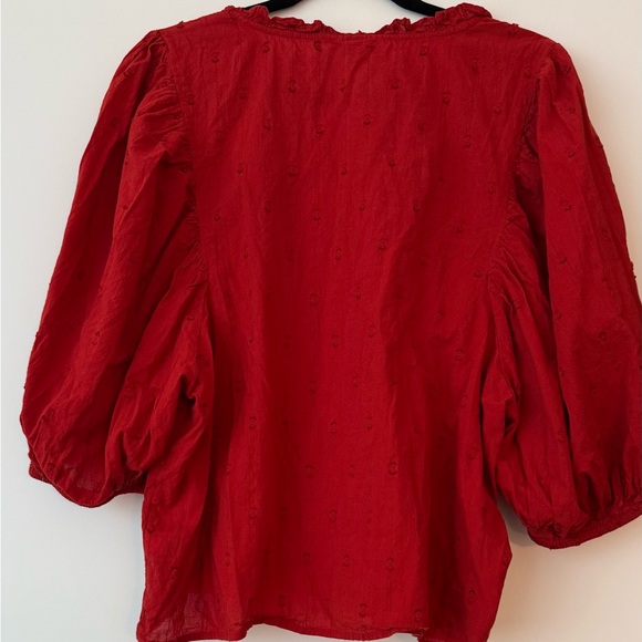 Universal Thread Red Blouse with Puff 3/4 Sleeves - Picture 2 of 7